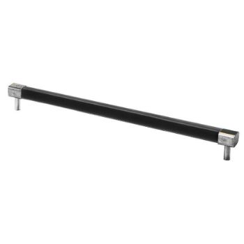Jedburgh Black leather and Pewter Square bar handle - FD406