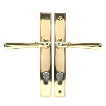 Polished Brass Newbury Slimline Sprung Lever Espag. Lock Set- 46529