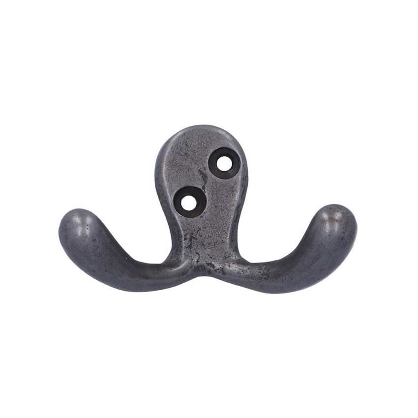 Alexander and Wilks Victorian Double Robe Hook in an Antique Iron Finish - AW773AI 