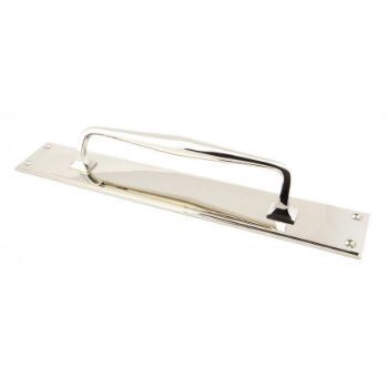 Polished Nickel Art Deco Pull Handle on a Backplate - 45381 