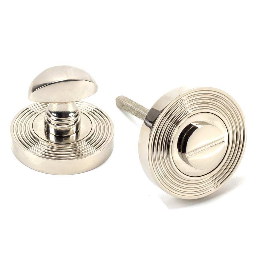Polished Nickel Round Thumbturn on a Beehive Round Rose - From the Anvil - 45741