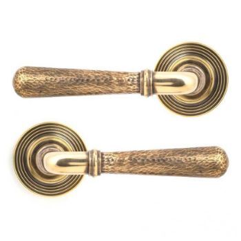 Aged Brass Hammered Newbury Lever on a Beehive Rose (Unsprung) - 50039 