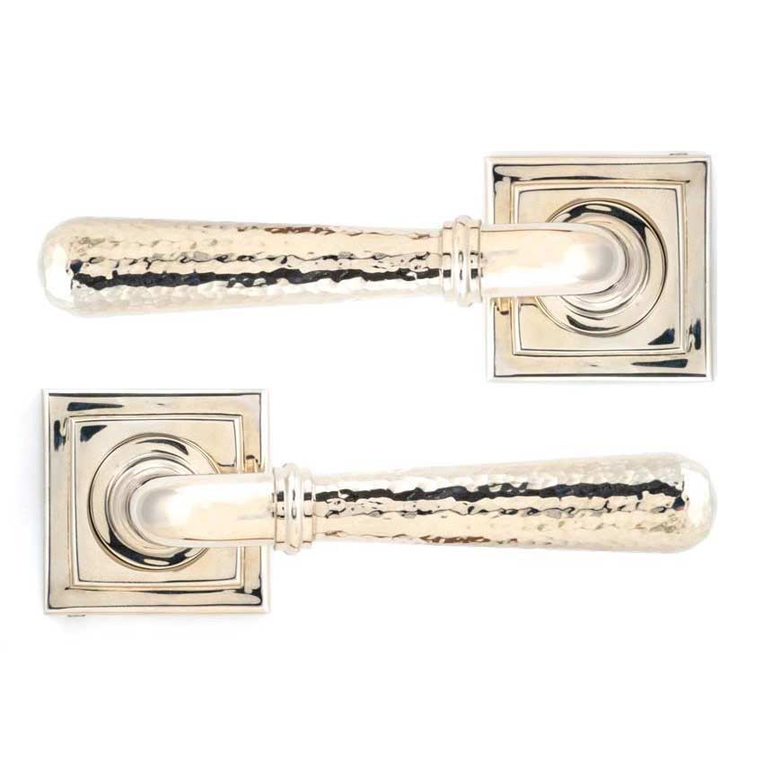 Polished Nickel Hammered Newbury Lever on a Square Rose (Unsprung) - 50048
