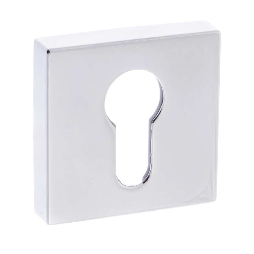 Forme Square Euro-Cylinder Escutcheon in Polished Chrome