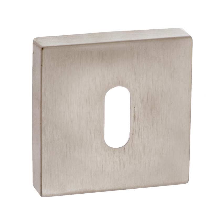 Forme Square Key Escutcheon in Satin Nickel