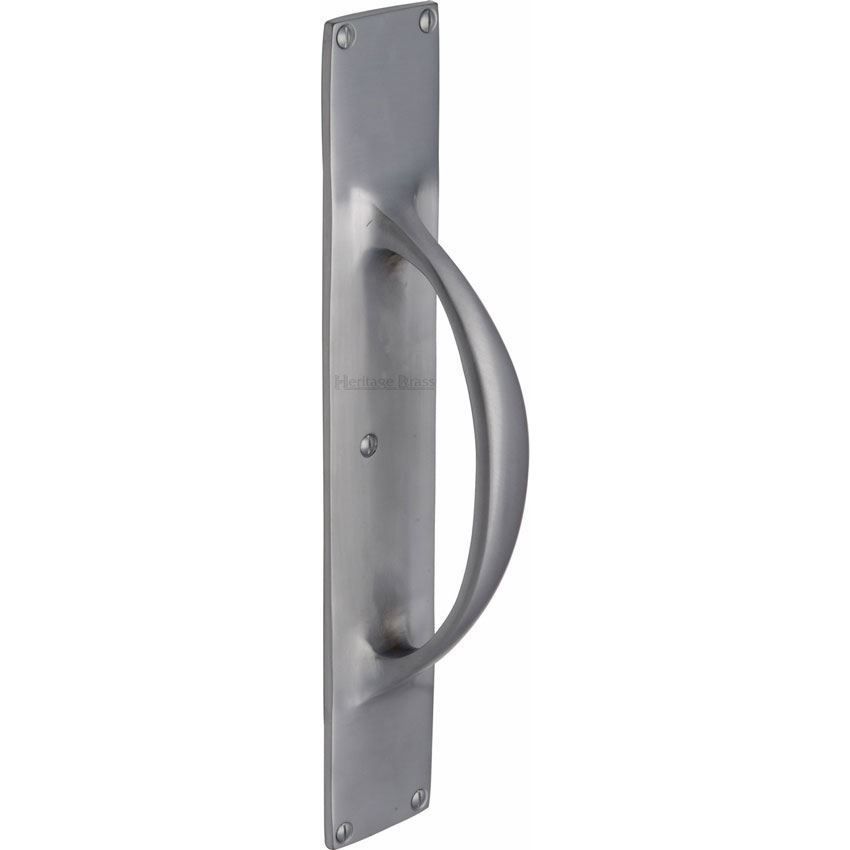 Heritage Brass Door Pull Handles on a Backplate in Satin Chrome - V1155-SC