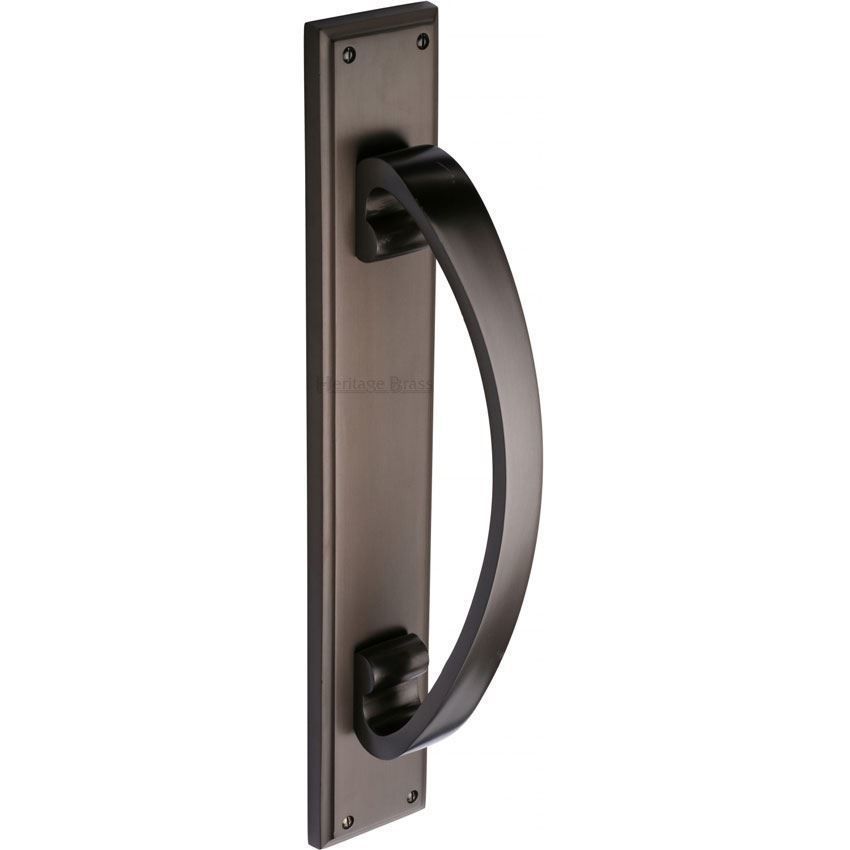 Heritage Brass Door Pull Handle on a Backplate in Matt Bronze - V1162-MB