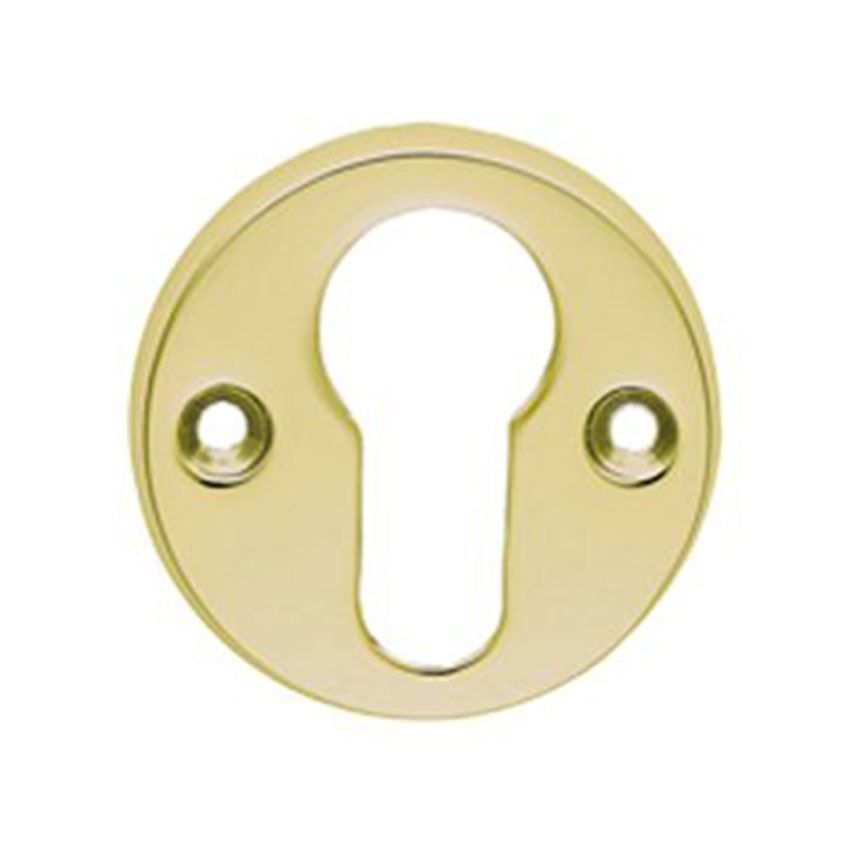 Euro cylinder key escutcheon in Polished Brass - AA145PB 