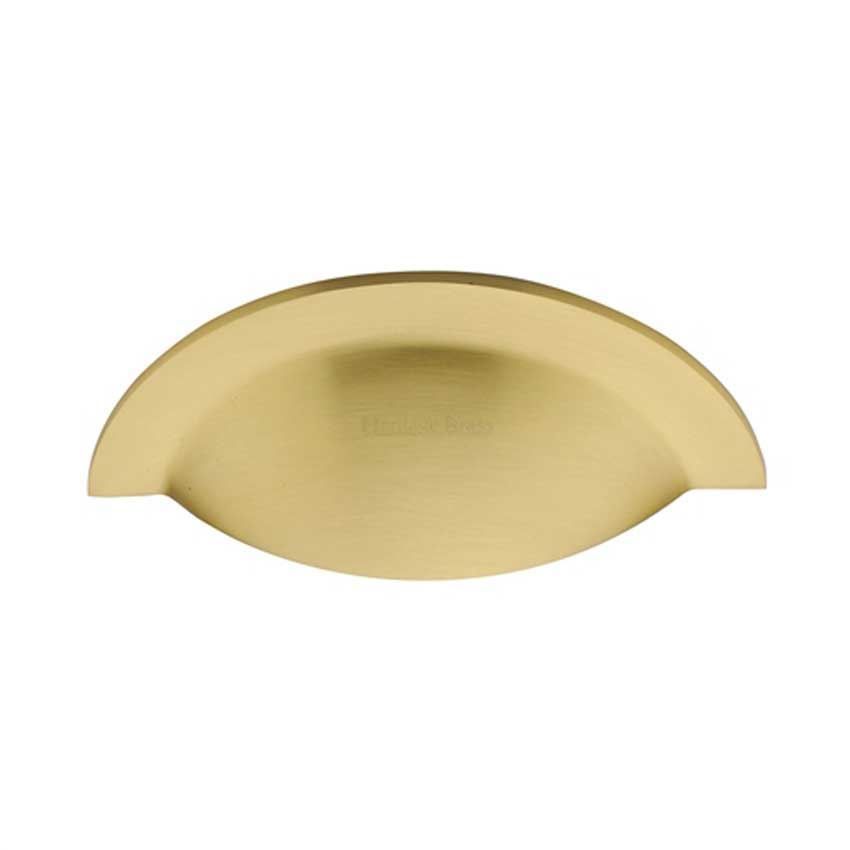 Crescent Drawer Cup Pull in Satin Brass - C1730-SB