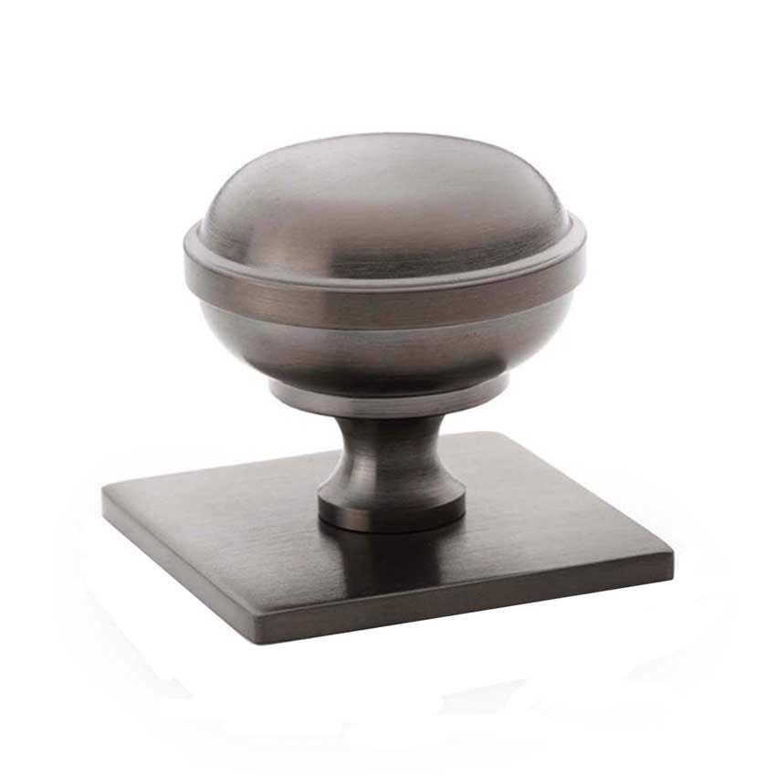 Alexander and Wilks Quantock Cupboard Knob on a Square Plate - AW826-34-BLPVD