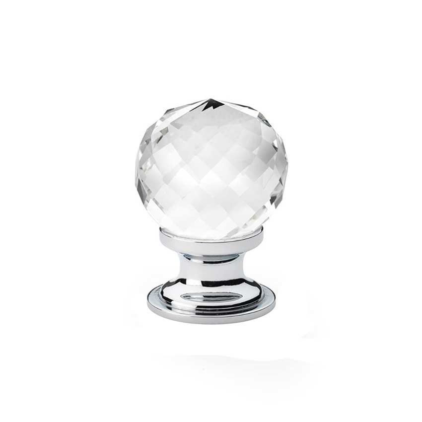 Olivia Faceted Clear Glass Ball Cupboard Knob - Polished Chrome - AW834-30-C/PC