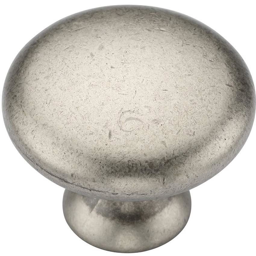 Classic Round Cabinet Knob in Distressed Pewter - TK4226-DPW
