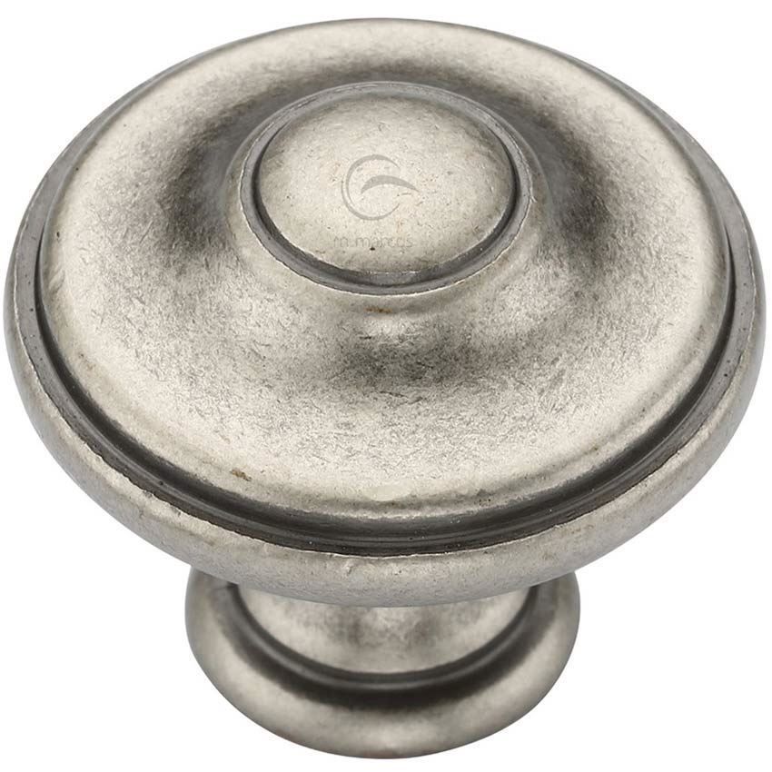Domed Round Cabinet Knob in Distressed Pewter - TK4408-DPW
