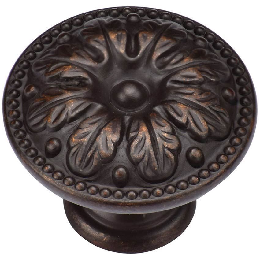 Floral Round Cabinet Knob in Matt Bronze - TK4479-LBN 