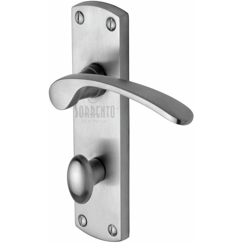 Luca Lever on a W.C. Thumb Turn and Release Backplate in Satin Chrome - SC-420-SC