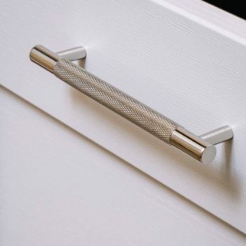 Alexander and Wilks Brunel Knurled T-Bar Handle in Polished Nickel PVD Finish AW810-PNPVD