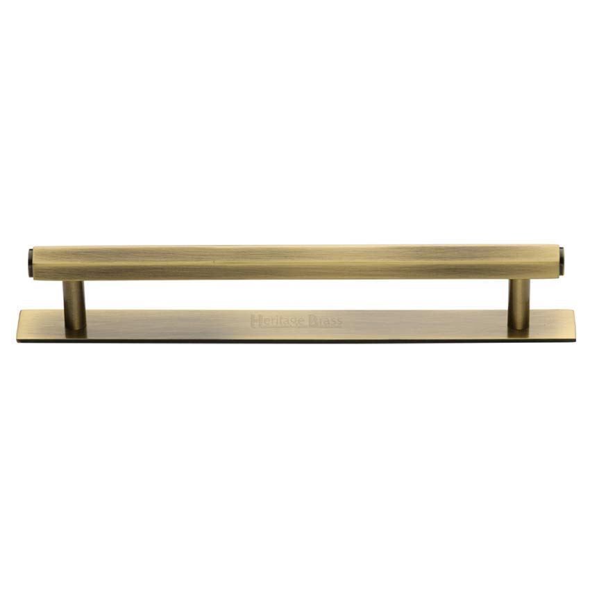 Hexagon Profile Cabinet Pull Handle on a Backplate in Antique Brass Finish - PL4422-AT 