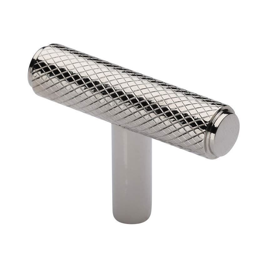 Knurled T-Bar Cabinet Knob in Polished Nickel - C4415-PNF 