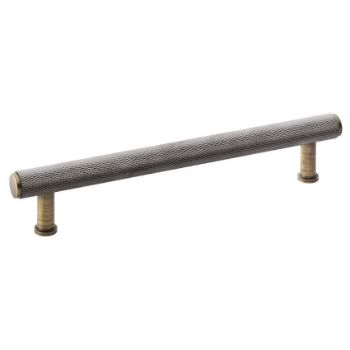 Alexander and Wilks Crispin Dual Finish Knurled T-bar Cupboard Pull Handle - Black and Antique Brass Dual Finish - AW809-BLPVD/AB