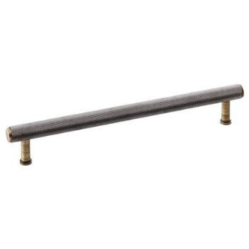 Alexander and Wilks Crispin Dual Finish Knurled T-bar Cupboard Pull Handle - Black and Antique Brass Dual Finish - AW809-BLPVD/AB