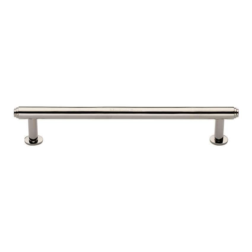 Step Cabinet Pull Handle on a Rose in a Polished Nickel Finish - V4411-PNF