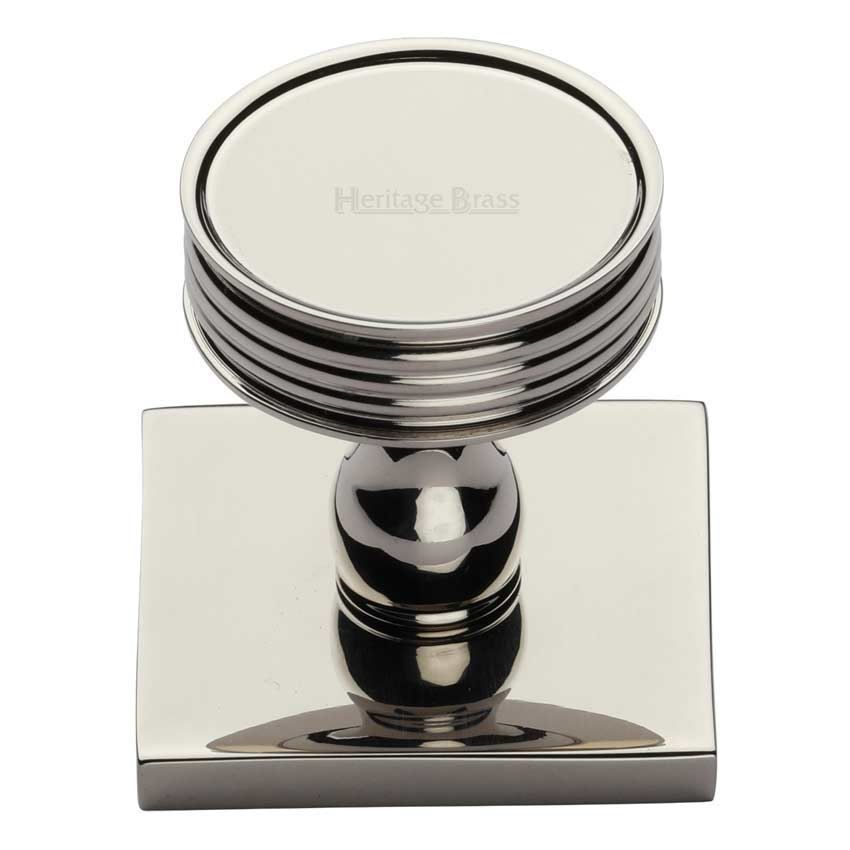 Venetian Design Cabinet Knob on a Backplate in Polished Nickel - SQ4547-PNF