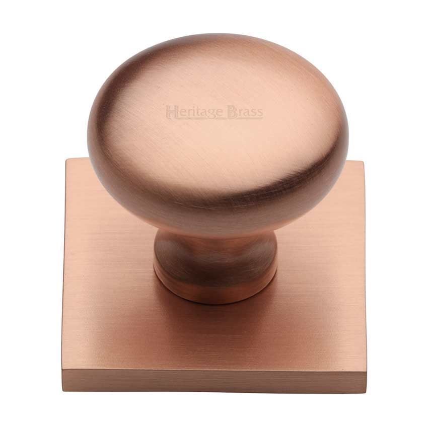 Victorian Round Design Cabinet Knob on a Backplate in Satin Rose Gold Finish - SQ113-SRG