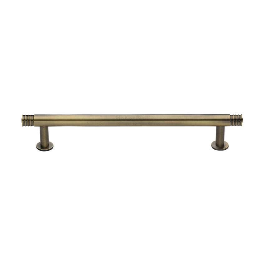 Contour Cabinet Pull Handle on a Rose in Antique Brass Finish - V4447-AT