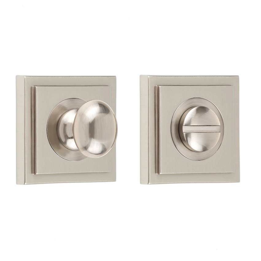 Burlington Turn and Release with a Stepped Square Rose - Satin Nickel - BUR80SN BUR152SN