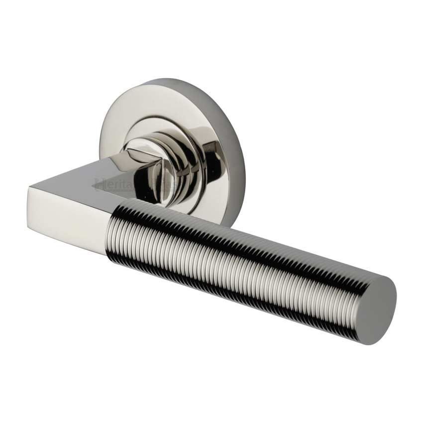 Spectral Door Handle on Round Rose in Polished Nickel - RS2261-PNF