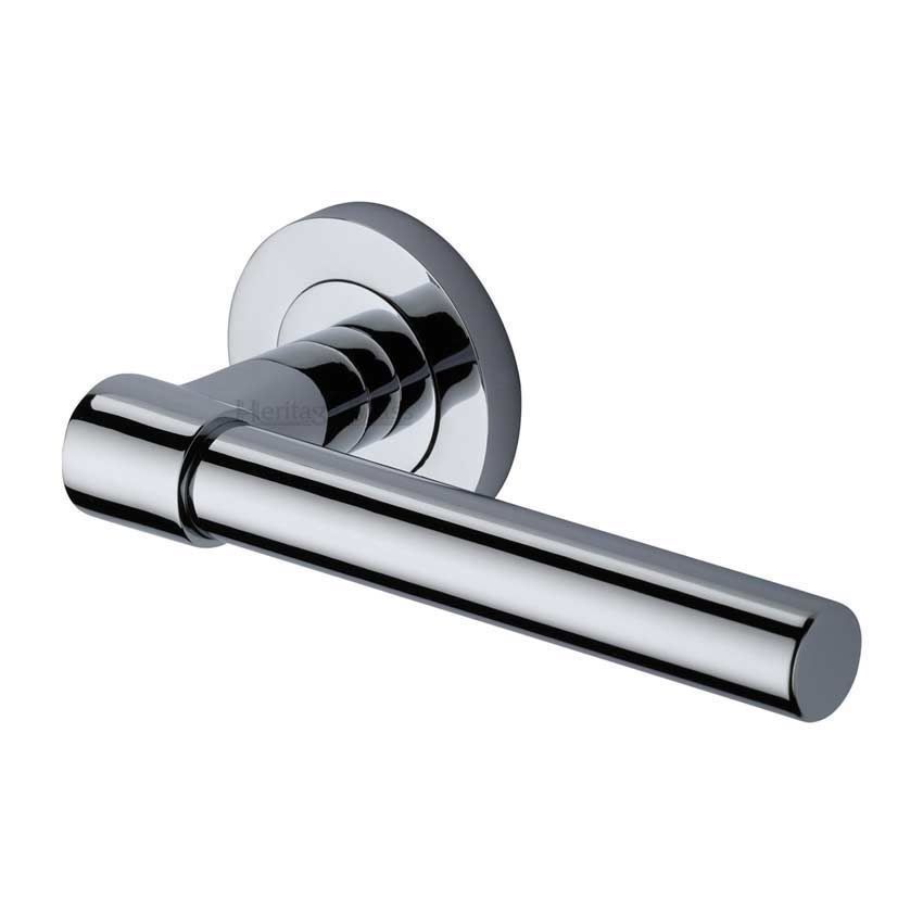 Phoenix Door Handle on Round Rose in Polished Chrome - RS2017-PC 