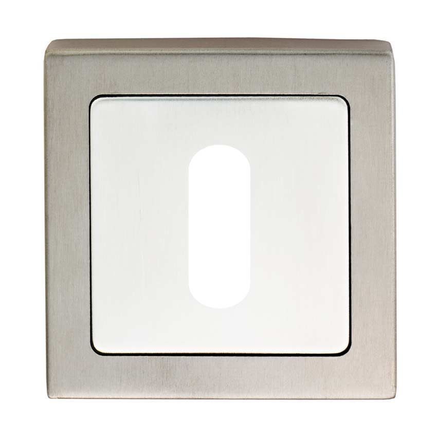 Square Key Hole Cover in Dual Satin and Polished Stainless Steel - SSP1405DUO