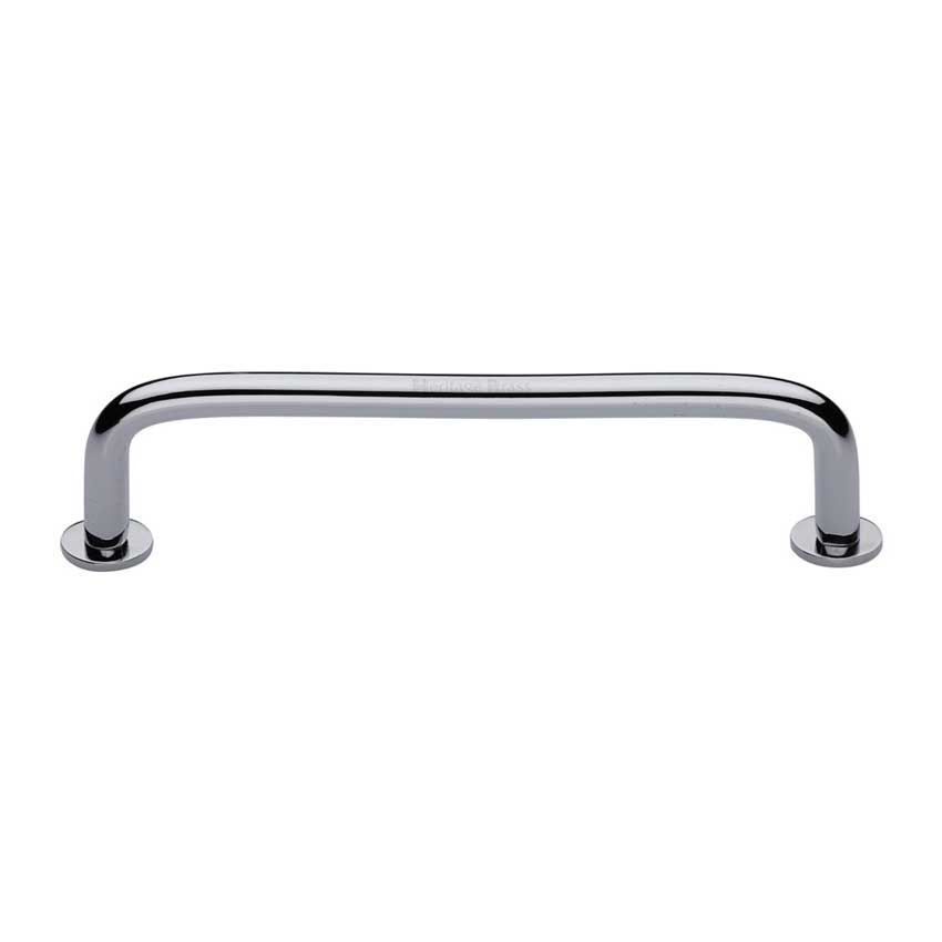 Wire Cabinet Pull Handle with Rose in Polished Chrome - C2156-PC