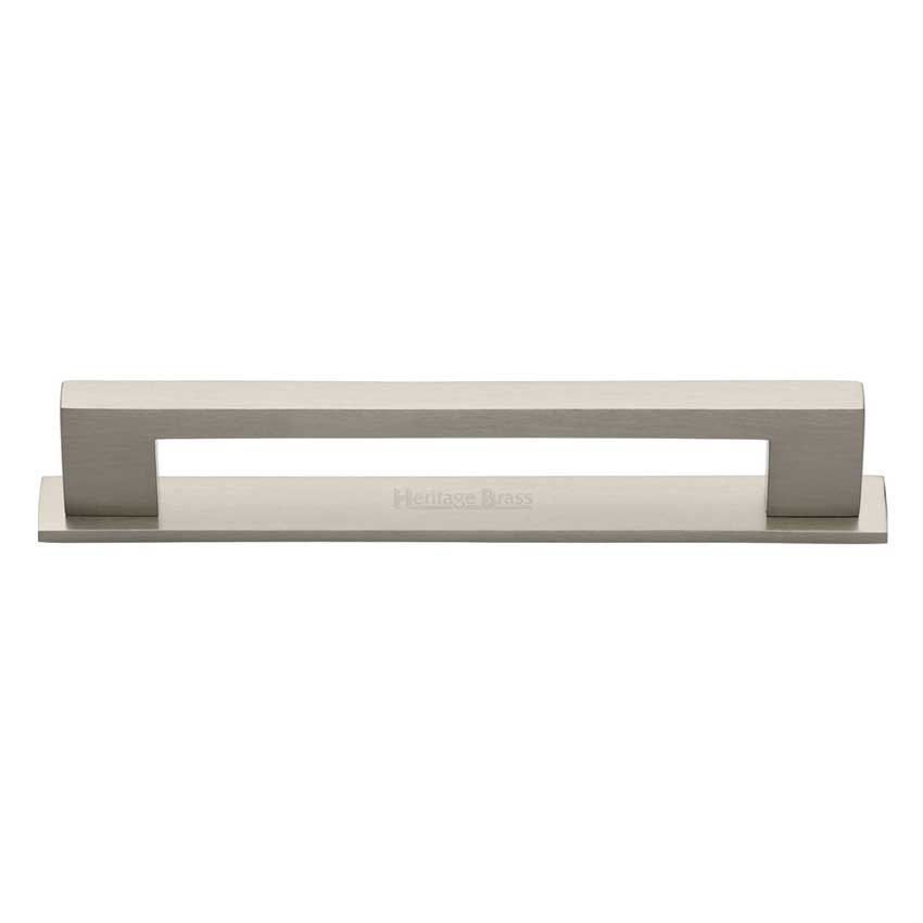 Metro Pull Handle with on a Back Plate in Satin Nickel - PL0337-SN 