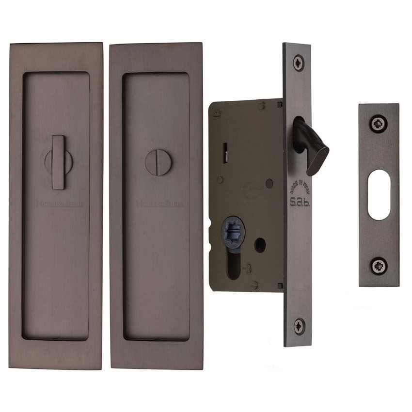 Sliding Lock with Rectangular Privacy Turns in Matt Bronze - C1877-MB 
