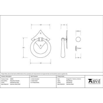 Polished Marine Stainless Steel (316) Ring Door Knocker - 49805