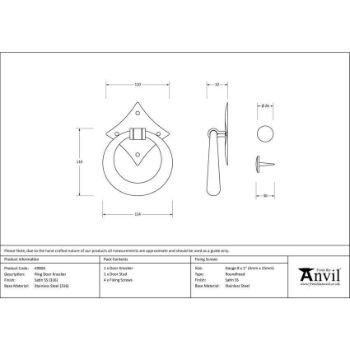 Satin Marine Stainless Steel (316) Ring Door Knocker - 49804 