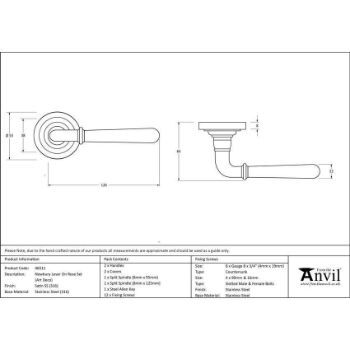 Satin Marine Stainless Steel (316) Newbury Lever on an Art Deco Rose - 46511 