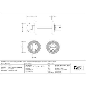 Satin Marine Stainless Steel (316) Thumbturn on a Beehive Rose - 49858 