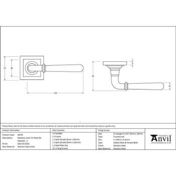 Satin Marine Stainless Steel (316) Newbury Lever on a Square Rose - 46539