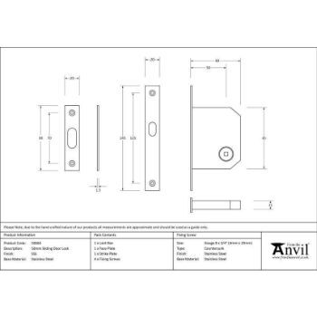 Satin Stainless Steel Sliding Door Lock - 50666