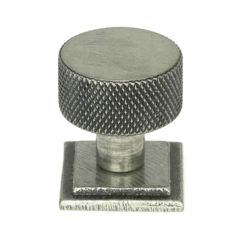 Pewter Brompton Cabinet Knob on a Square Rose - 46845 