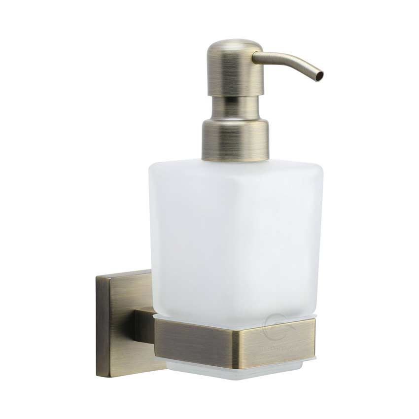 Soap Dispenser on a Square Rose in Matt Antique Brass - CHE-SOAP-MA 