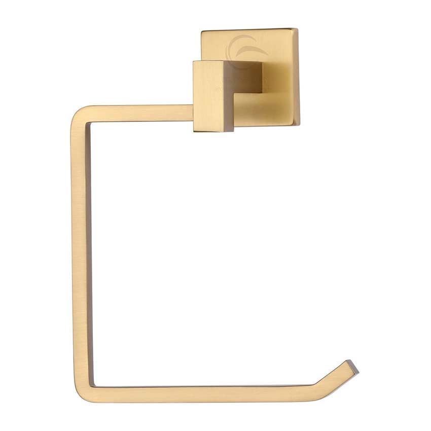 Towel Ring on a Square Rose in Satin Brass - CHE-RING-SB
