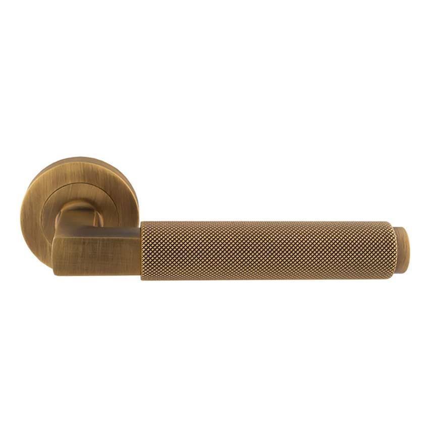 Terazzo Lever on a Round Rose in Antique Brass - EUL060AB