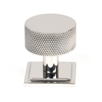 Polished Stainless Steel Brompton Cabinet Knob on a Square Rose - 46849