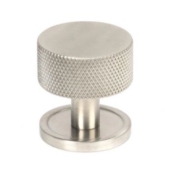 Satin Stainless Steel Brompton Cabinet Knob on a Rose - 46850