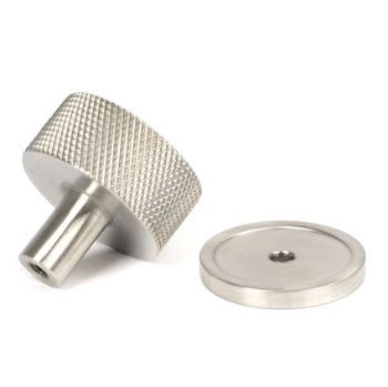 Satin Stainless Steel Brompton Cabinet Knob on a Rose - 46850