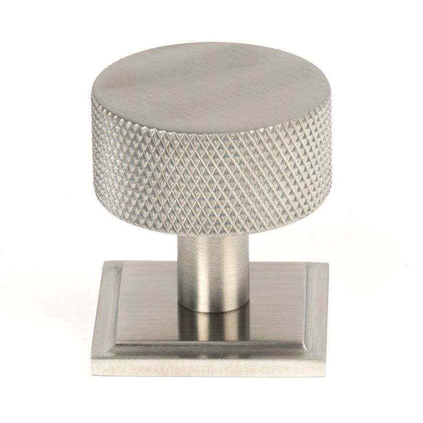 Satin Stainless Steel Brompton Cabinet Knob on a Square Rose - 46853
