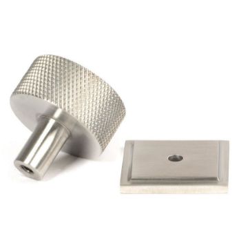 Satin Stainless Steel Brompton Cabinet Knob on a Square Rose - 46853